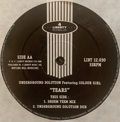 Underground Solution (2) Featuring Colour Girl : Tears (12")