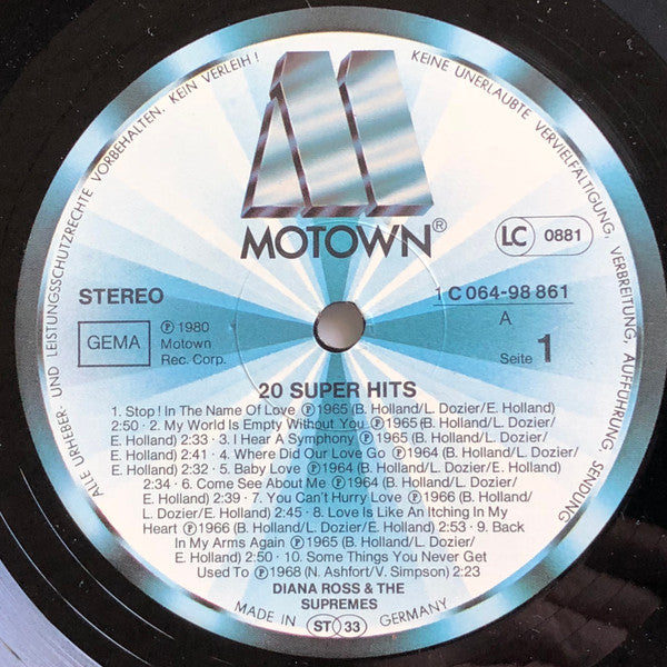 The Supremes : 20 Super Hits (LP, Comp)