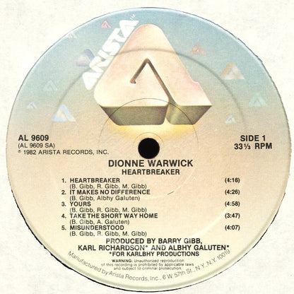 Dionne Warwick : Heartbreaker (LP, Album, Hau)