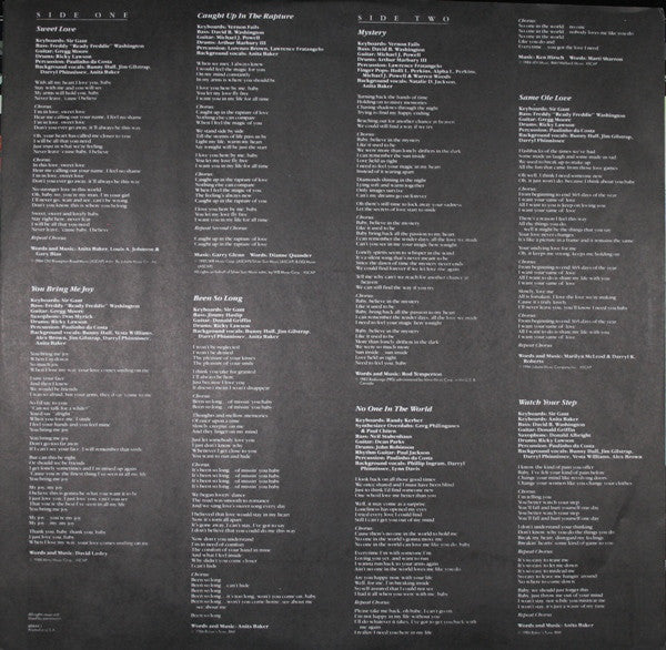 Anita Baker : Rapture (LP, Album, Club)