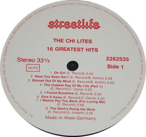 The Chi-Lites : 16 Greatest Hits (LP, Comp)