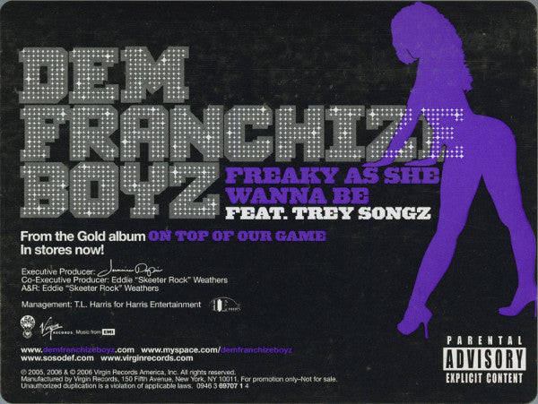 Dem Franchize Boyz Feat. Trey Songz : Freaky As She Wanna Be (12", Promo)