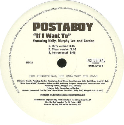 Postaboy : If I Want To (12", Promo)