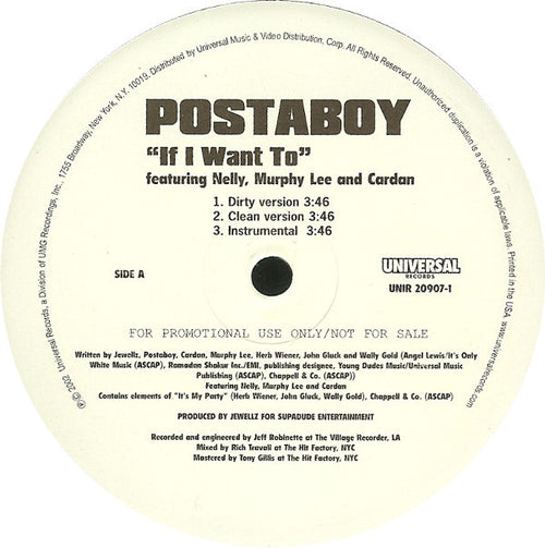 Postaboy : If I Want To (12", Promo)