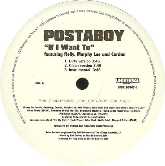 Postaboy : If I Want To (12", Promo)