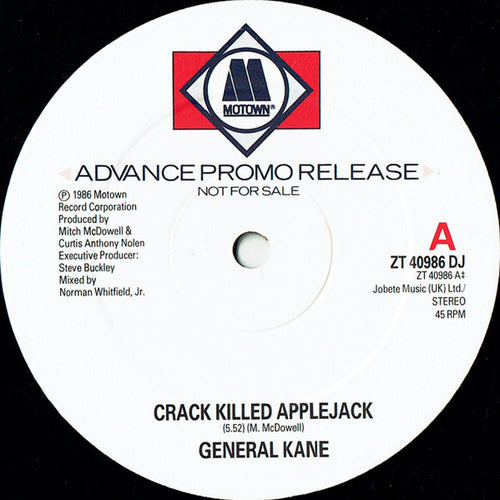 General Kane - Crack Killed Applejack (12", Single, Promo)