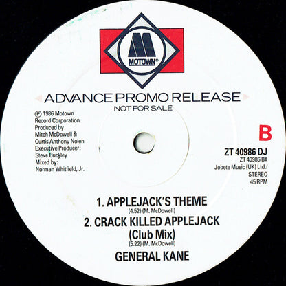 General Kane - Crack Killed Applejack (12", Single, Promo)