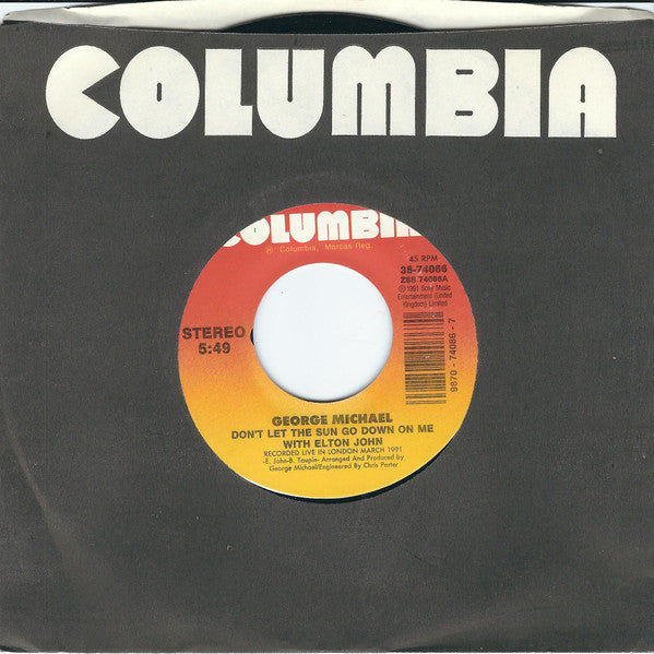 George Michael With Elton John : Don't Let The Sun Go Down On Me (7", Single)