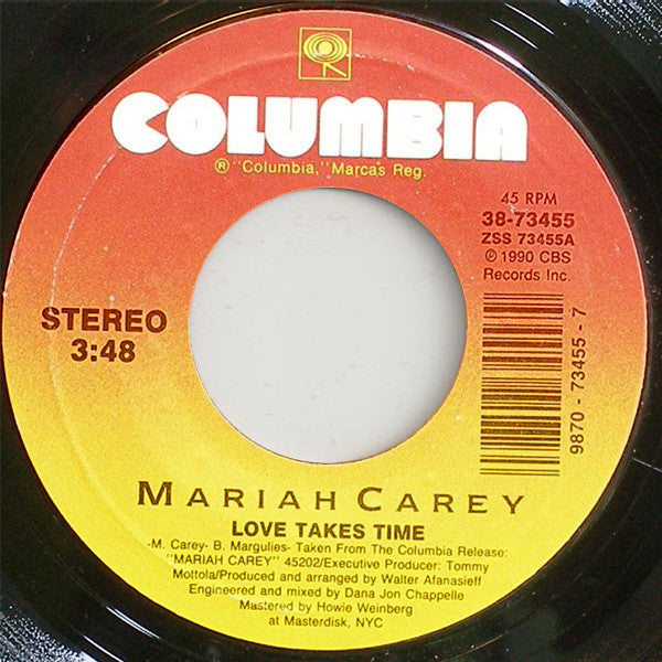 Mariah Carey : Love Takes Time (7", Single, Styrene, Car)
