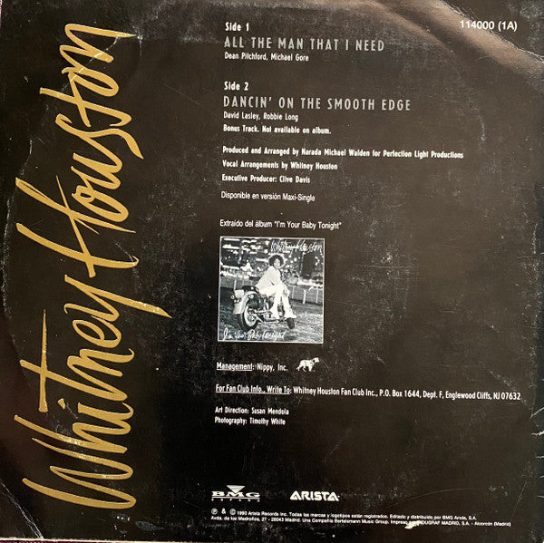 Whitney Houston : All The Man That I Need / Dancin' On The Smooth Edge (7", Single)