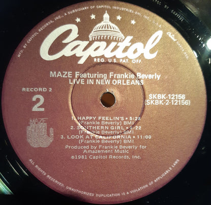 Maze Featuring Frankie Beverly - Live In New Orleans (2xLP, Album, Gat)