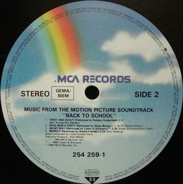 Various : Back To School - Music From The Motion Picture Soundtrack (LP)