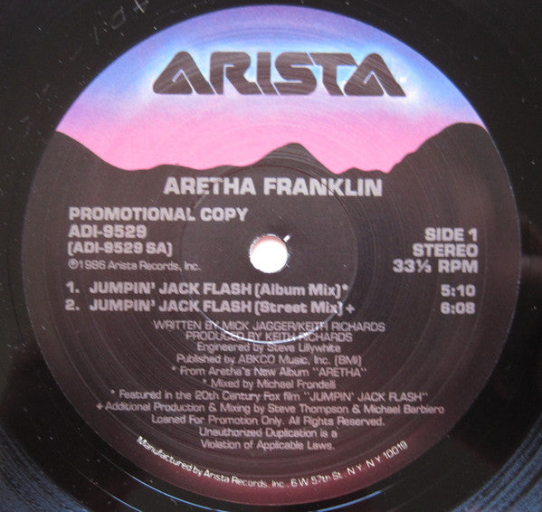 Aretha Franklin : Jumpin' Jack Flash (12", Promo)
