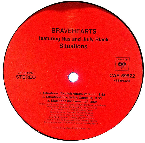 Bravehearts Featuring Nas And Jully Black - Situations (12")