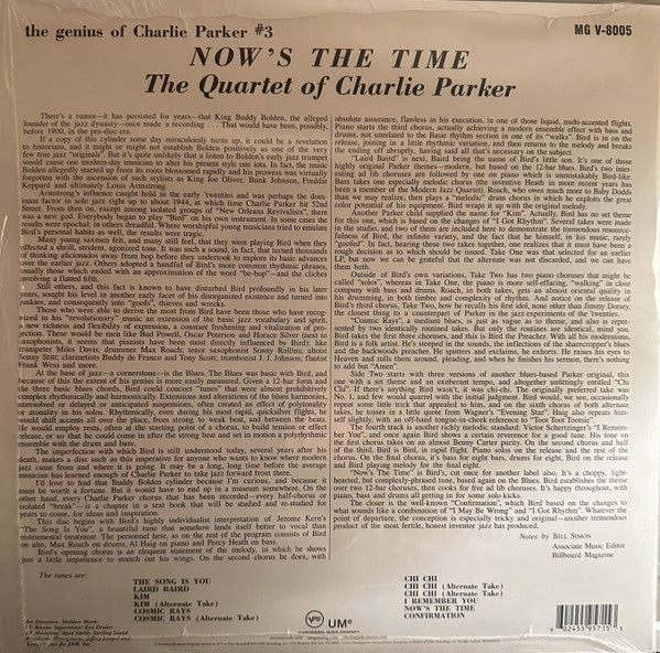 The Charlie Parker Quartet - Now's The Time (LP, Album, RE, 180)