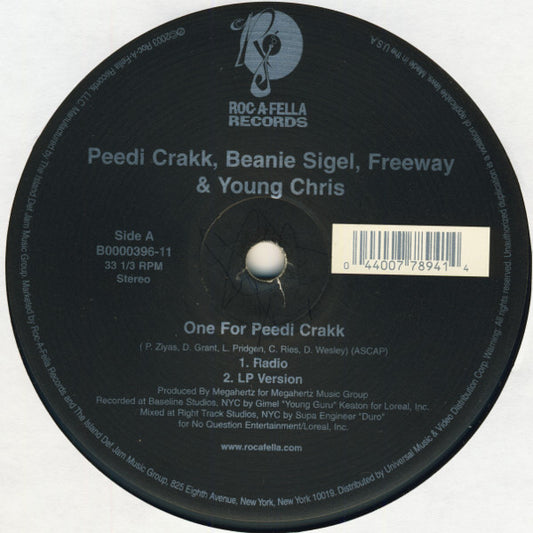 Peedi Crakk, Beanie Sigel, Freeway & Young Chris : One For Peedi Crakk (12")