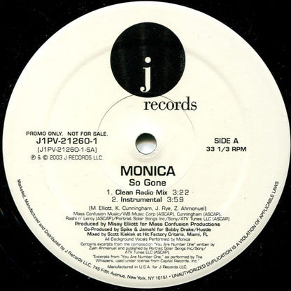 Monica - So Gone (12", Promo)
