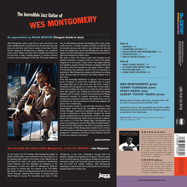 Wes Montgomery : The Incredible Jazz Guitar of Wes Montgomery  (LP, Album, Ltd, 180)