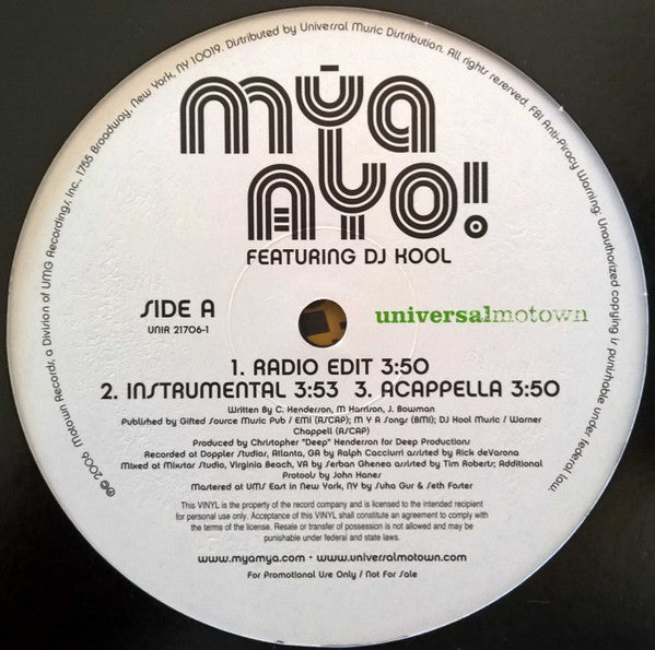 Mya Featuring. DJ Kool - Ayo! (12", Promo)