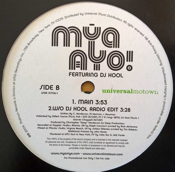 Mya Featuring. DJ Kool - Ayo! (12", Promo)