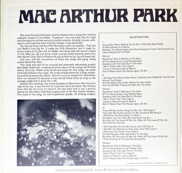 The Ray Charles Singers : MacArthur Park (LP, Album)