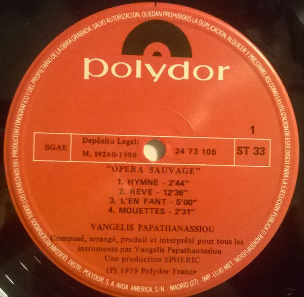 Evangelos Papathanassiou : Opéra Sauvage (LP, Album, Gat)
