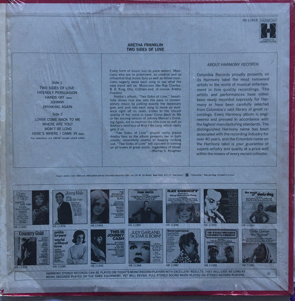 Aretha Franklin - Two Sides Of Love (LP, Comp)