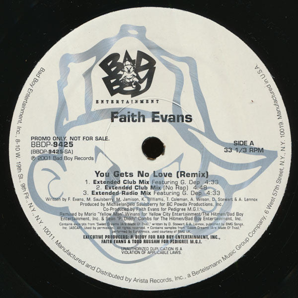 Faith Evans - You Gets No Love (Remix) / I Love You (12", Promo)