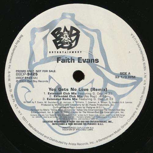 Faith Evans - You Gets No Love (Remix) / I Love You (12", Promo)