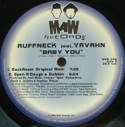 Ruffneck Featuring Yavahn : Baby You (2x12")