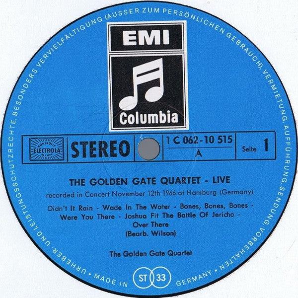 Golden Gate Quartet* - Live Recorded In Concert November 12th 1966 at Hamburg (Germany) (LP, RE)