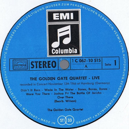 Golden Gate Quartet* - Live Recorded In Concert November 12th 1966 at Hamburg (Germany) (LP, RE)