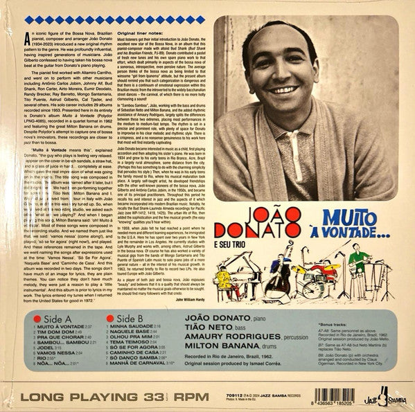 João Donato & Seu Trio - Muito à Vontade... (LP, Album, Ltd, RE)