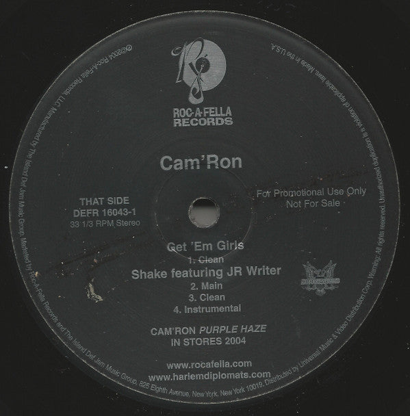 Cam'ron - Hey Lady / Get 'Em Girls / Shake (12", Promo)