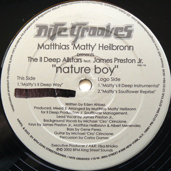 Matthias Heilbronn Presents The II Deep Allstars Feat. James Preston - Nature Boy (12")