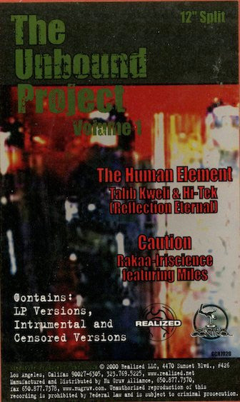 Talib Kweli & Hi-Tek / Rakaa-Iriscience : The Unbound Project, Vol. 1 (12")