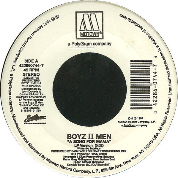 Boyz II Men : A Song For Mama (7")
