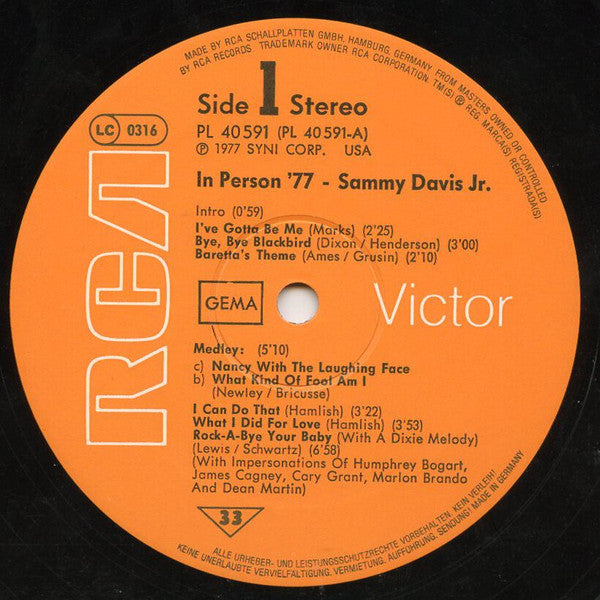 Sammy Davis Jr. : In Person '77 (LP, Album)