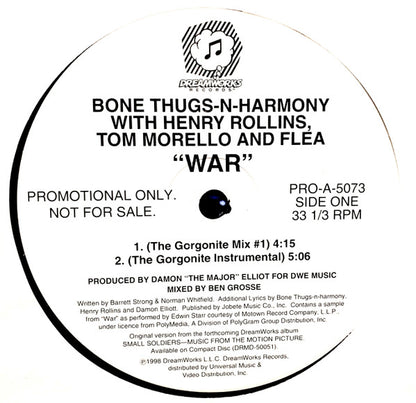 Bone Thugs-N-Harmony With Henry Rollins, Tom Morello And Flea : War (12", Promo)