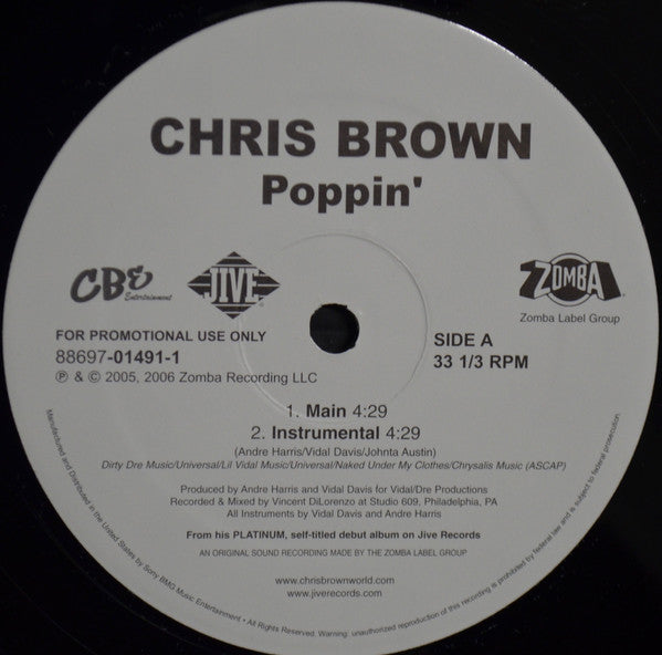 Chris Brown  - Poppin' (12", Single, Promo)