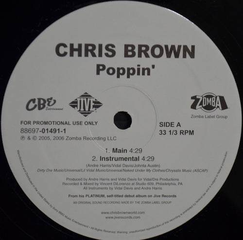Chris Brown  - Poppin' (12", Single, Promo)