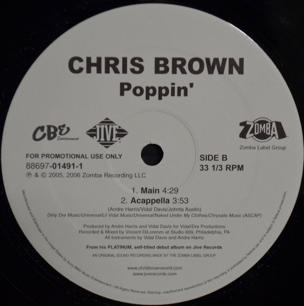 Chris Brown  - Poppin' (12", Single, Promo)