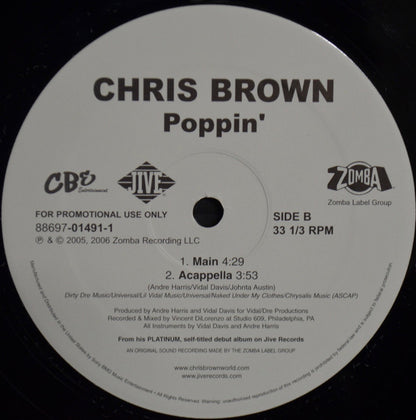 Chris Brown  - Poppin' (12", Single, Promo)