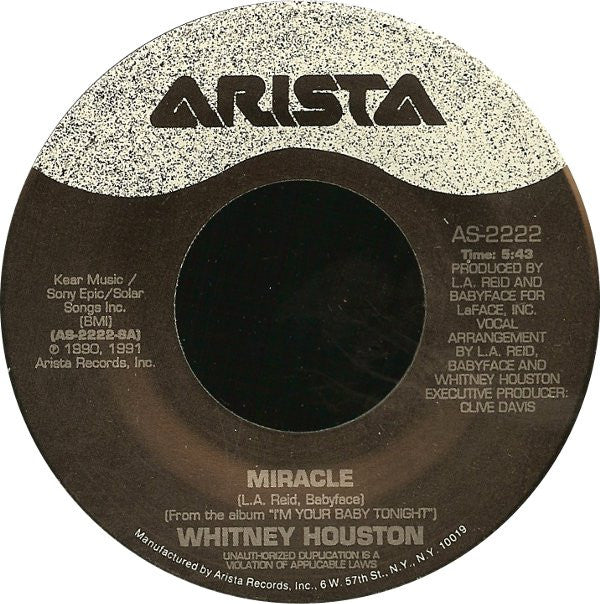 Whitney Houston : Miracle (7")