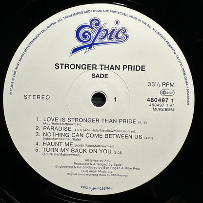 Sade : Stronger Than Pride (LP, Album, RE, RM, Hal)