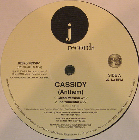 Cassidy (3) : (Anthem) (12", Single, Promo)