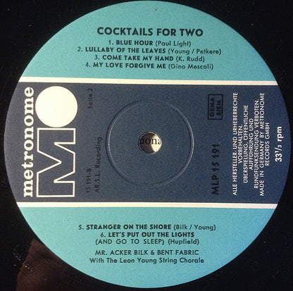 Mr. Acker Bilk* & Bent Fabric With The Leon Young String Chorale : Cocktails For Two (LP, Album)