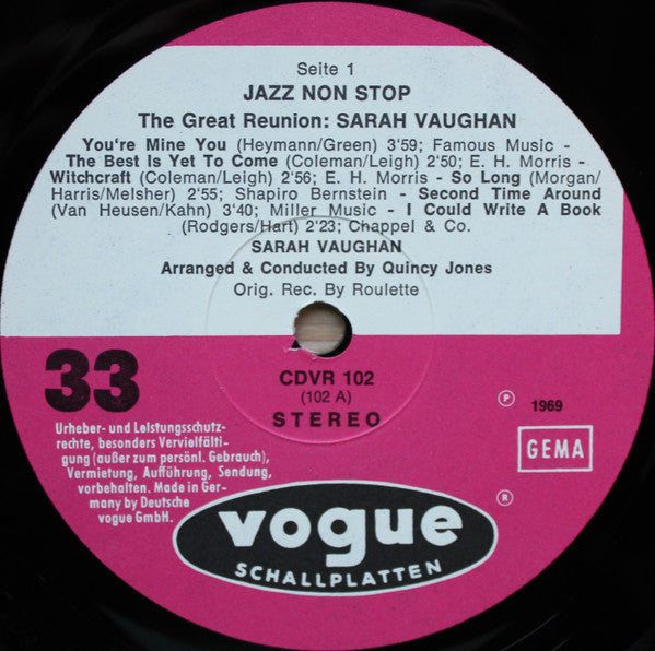 Sarah Vaughan - You're Mine You (LP, Album, RE)