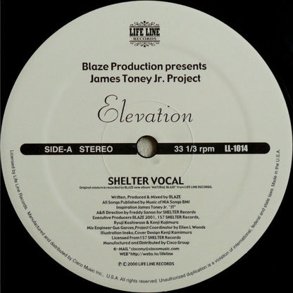 Blaze Production* Presents James Toney Jr. Project - Elevation (12")