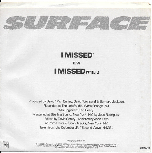 Surface : I Missed (7")